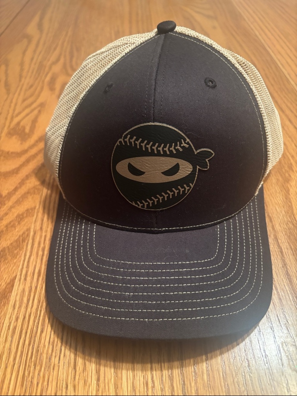Black and Tan Pitching Ninja Baseball Cap, adjustable